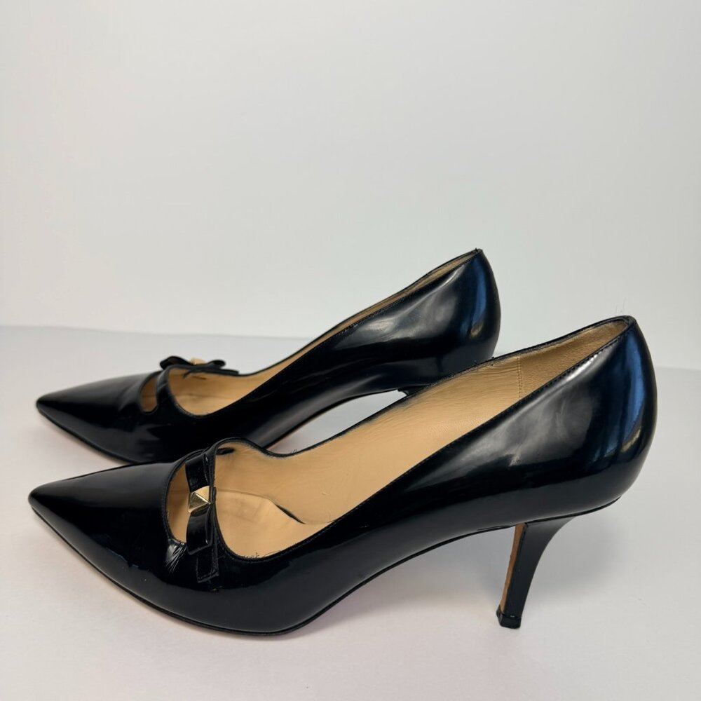 Kate Spade New York Patent Leather Black Pumps Bow Accents Size 10 Heels